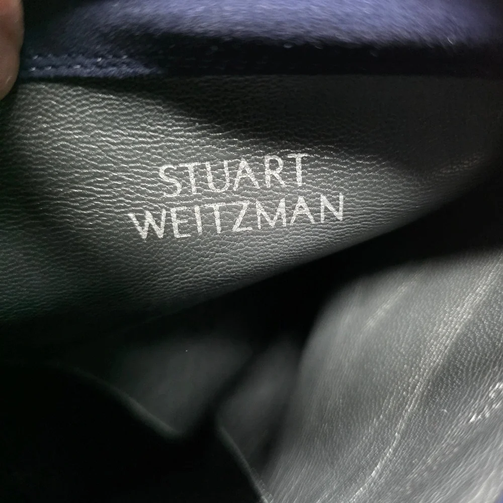 Stuart Weitzman Over The Knee 5050 Boots Navy Blue Suede Stretch 1